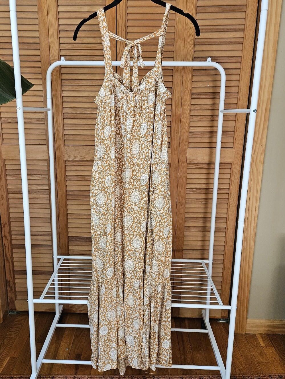 Old Navy Floral Block Print Inspired Mustard Maxi Dress